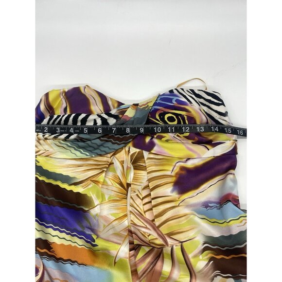 CACHE Animal Floral Silk Bubble Hem Strapless Cocktail Dress Sz 2 Party Wedding - Picture 9 of 9